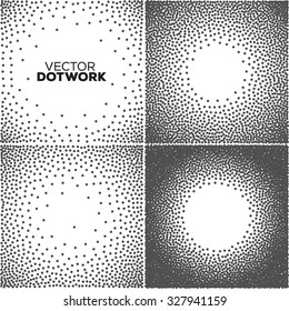 Abstract Halftone Backgrounds. Vector Dotwork Illustration.