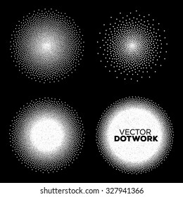 Abstract Halftone Backgrounds. Vector Dotwork Illustration.