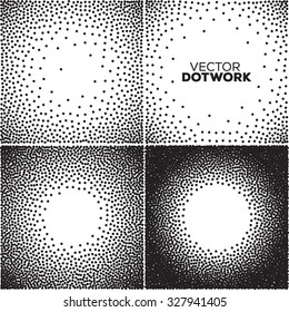 Abstract Halftone Backgrounds. Vector Dotwork Illustration.