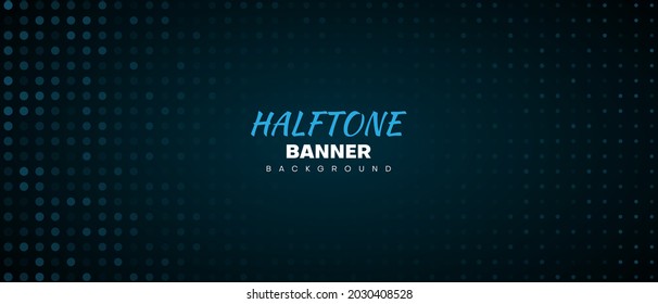 abstract halftone banner background with dark blue color