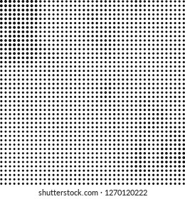 Abstract halftone. Black dots on white background. Chaotic monochrome texture