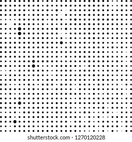 Abstract halftone. Black dots on white background. Chaotic monochrome texture