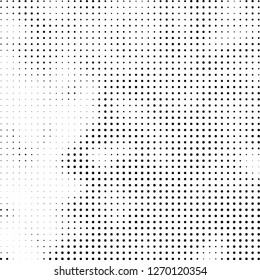 Abstract halftone. Black dots on white background. Chaotic monochrome texture