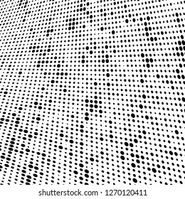 Abstract halftone. Black dots on white background. Chaotic monochrome texture