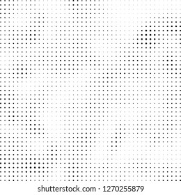 Abstract halftone. Black dots on white background. Chaotic monochrome texture
