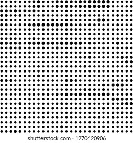 Abstract halftone. Black dots on white background. Chaotic monochrome texture