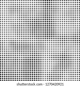 Abstract halftone. Black dots on white background. Chaotic monochrome texture