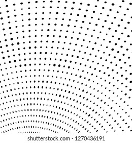 Abstract halftone. Black dots on white background. Chaotic monochrome texture