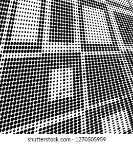 Abstract halftone. Black dots on white background. Chaotic monochrome texture
