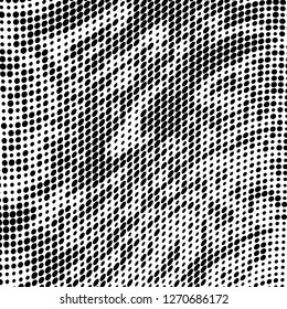 Abstract halftone. Black dots on white background. Chaotic monochrome texture