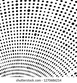 Abstract halftone. Black dots on white background. Chaotic monochrome texture