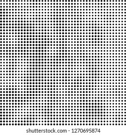 Abstract halftone. Black dots on white background. Chaotic monochrome texture