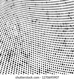 Abstract halftone. Black dots on white background. Chaotic monochrome texture
