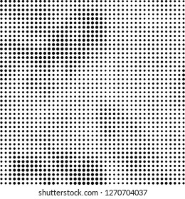 Abstract halftone. Black dots on white background. Chaotic monochrome texture