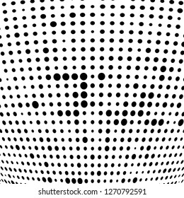 Abstract halftone. Black dots on white background. Chaotic monochrome texture