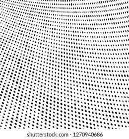 Abstract halftone. Black dots on white background. Chaotic monochrome texture