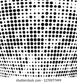 Abstract halftone. Black dots on white background. Chaotic monochrome texture