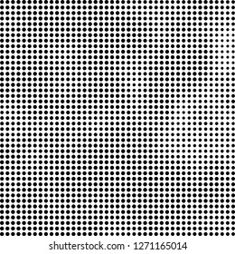 Abstract halftone. Black dots on white background. Chaotic monochrome texture