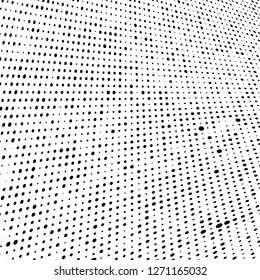 Abstract halftone. Black dots on white background. Chaotic monochrome texture