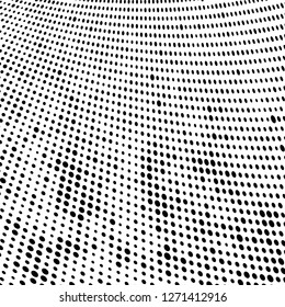 Abstract halftone. Black dots on white background. Chaotic monochrome texture
