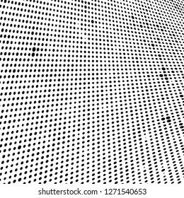 Abstract halftone. Black dots on white background. Chaotic monochrome texture