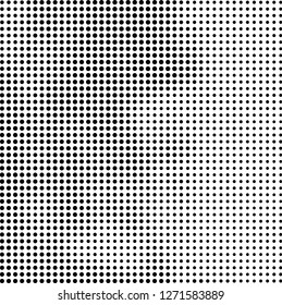 Abstract halftone. Black dots on white background. Chaotic monochrome texture