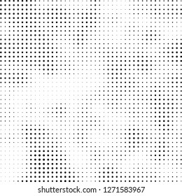 Abstract halftone. Black dots on white background. Chaotic monochrome texture