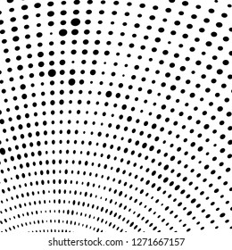 Abstract halftone. Black dots on white background. Chaotic monochrome texture