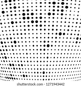 Abstract halftone. Black dots on white background. Chaotic monochrome texture