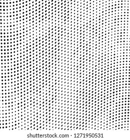 Abstract halftone. Black dots on white background. Chaotic monochrome texture