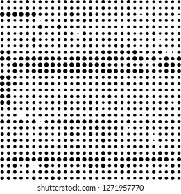 Abstract halftone. Black dots on white background. Chaotic monochrome texture