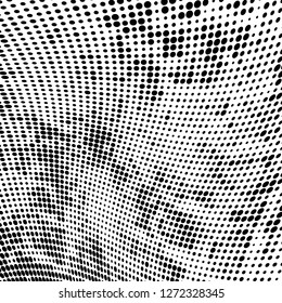 Abstract halftone. Black dots on white background. Chaotic monochrome texture