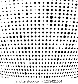 Abstract halftone. Black dots on white background. Chaotic monochrome texture