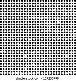 Abstract halftone. Black dots on white background. Chaotic monochrome texture