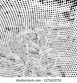 Abstract halftone. Black dots on white background. Chaotic monochrome texture