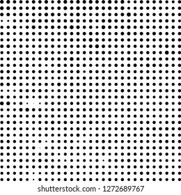 Abstract halftone. Black dots on white background. Chaotic monochrome texture
