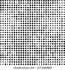Abstract halftone. Black dots on white background. Chaotic monochrome texture