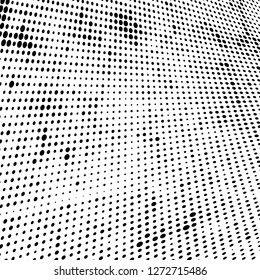 Abstract halftone. Black dots on white background. Chaotic monochrome texture