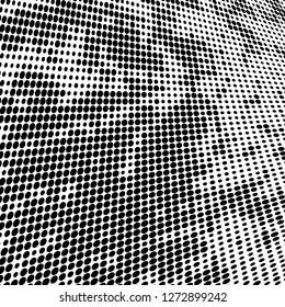 Abstract halftone. Black dots on white background. Chaotic monochrome texture