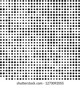 Abstract halftone. Black dots on white background. Chaotic monochrome texture