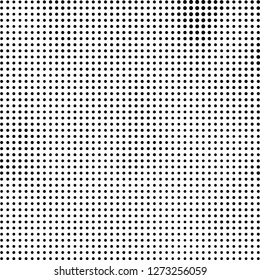 Abstract halftone. Black dots on white background. Chaotic monochrome texture