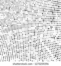 Abstract halftone. Black dots on white background. Chaotic monochrome texture