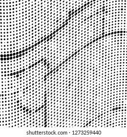 Abstract halftone. Black dots on white background. Chaotic monochrome texture