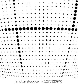 Abstract halftone. Black dots on white background. Chaotic monochrome texture