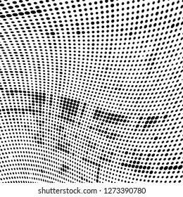 Abstract halftone. Black dots on white background. Chaotic monochrome texture