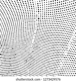 Abstract halftone. Black dots on white background. Chaotic monochrome texture