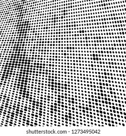 Abstract halftone. Black dots on white background. Chaotic monochrome texture