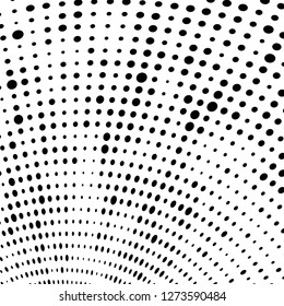 Abstract halftone. Black dots on white background. Chaotic monochrome texture