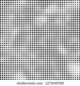 Abstract halftone. Black dots on white background. Chaotic monochrome texture