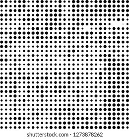 Abstract halftone. Black dots on white background. Chaotic monochrome texture